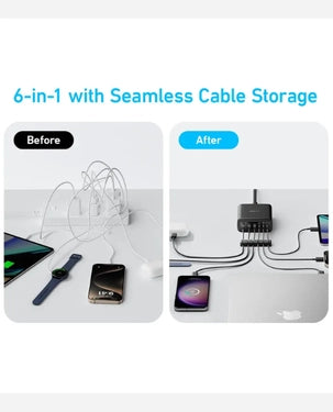 Anker 112W 6 Ports Multi-Device GaN Charger | 3 USB-C , 3 USB-A | Fast Charging | A2154K11 - Black