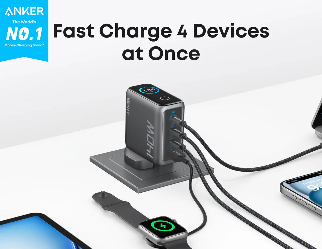 Anker Charger (140W, 4-Port, PD 3.1) with USB-C Cable