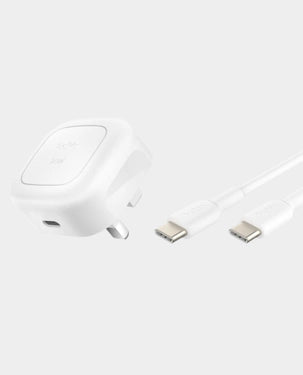 belkin Boost Charge Compact USB-C 20W wall  Charger USB-C to USB-C Cable - White