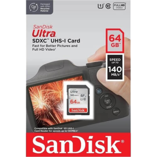 SanDisk ultra SDXC UHS-I Card 64gb Speed Upto 140 MB/s For Camera