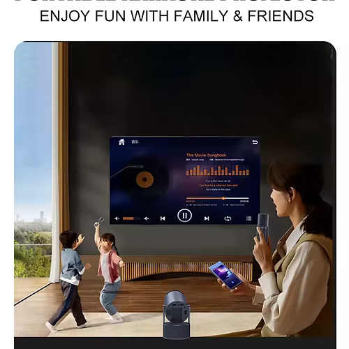 Home Cinema Stereo Karaoke Projector with Mic - HY300PROKTV