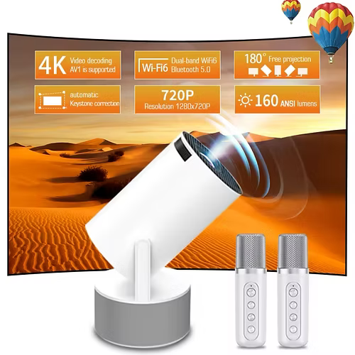 Home Cinema Stereo Karaoke Projector with Mic - HY300PROKTV
