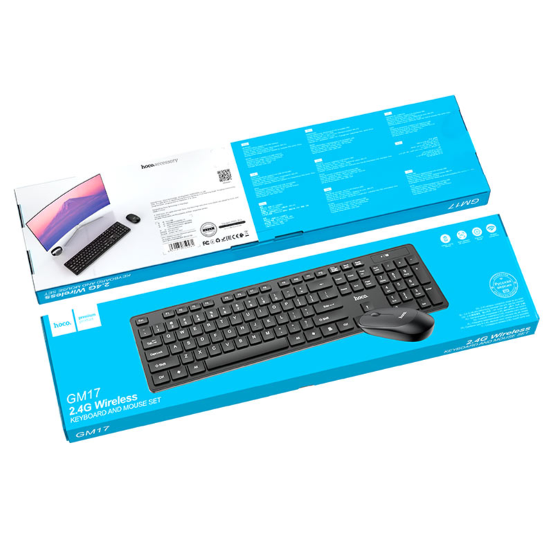 Hoco GM17 2.4G Wireless Keyboard and Mouse Set - Black