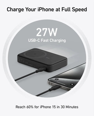 Anker MagGo PowerBank 15W 10000mAh Ultra-Fast Magnetic Charging with Smart Display  - Black