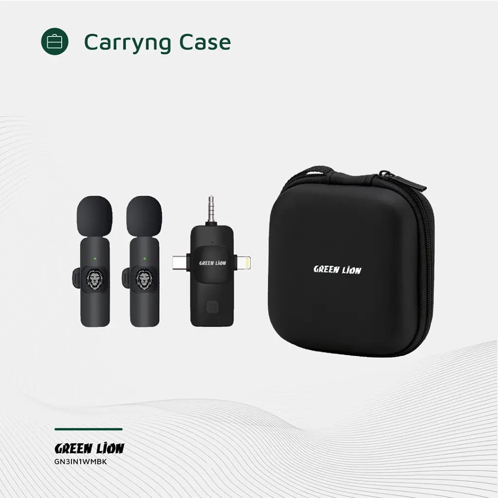 Green Lion 3 IN 1 Microphone Type-C / Lightning / Aux - Green