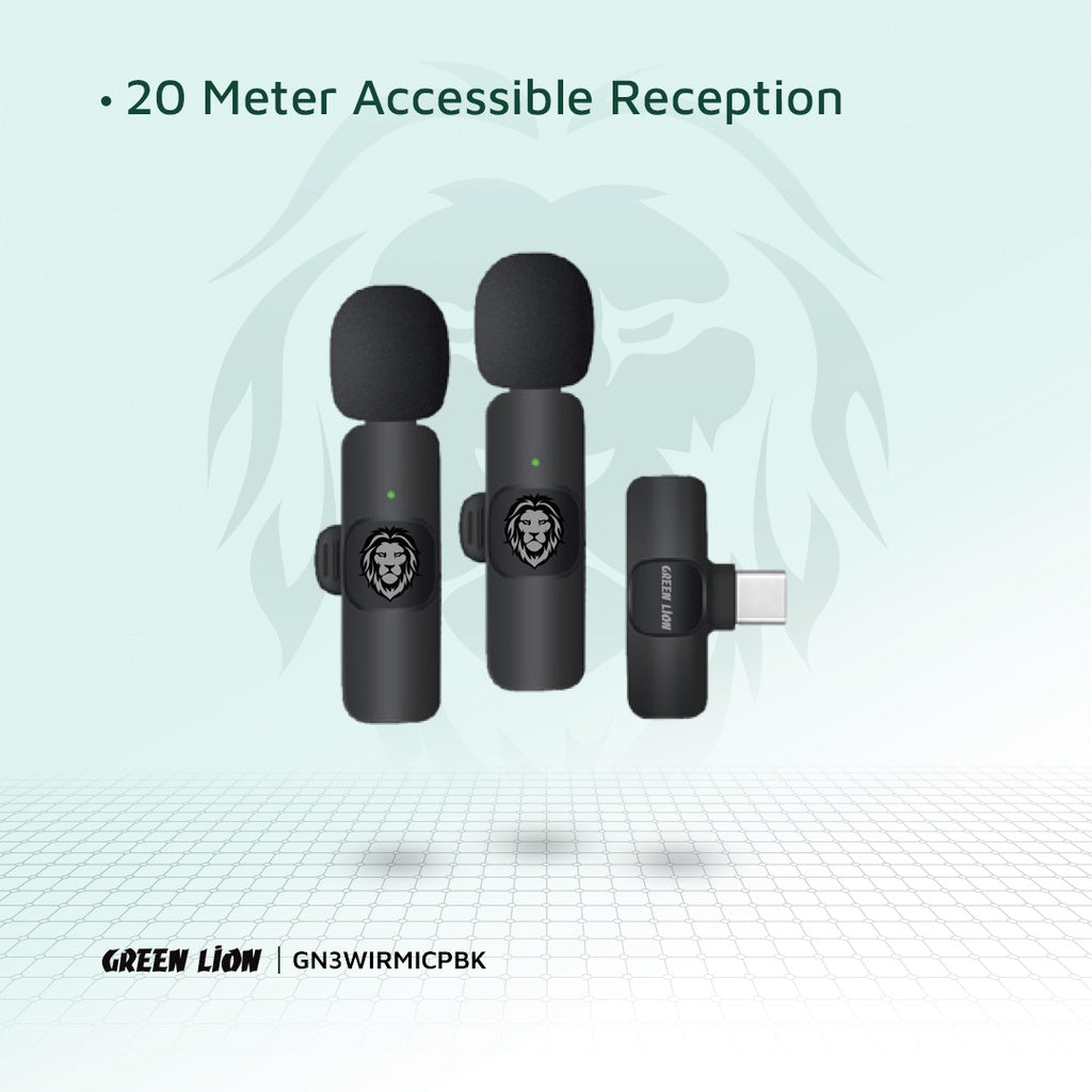 Green Lion 3 IN 1 Microphone Type-C / Lightning / Aux - Green