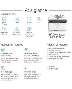 HP color laser MFP 179 fnw affordable,network-ready,wireless multifunction