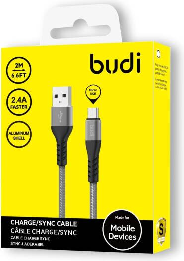 Budi USB Micro Data Cable / Budi Cable Charge/Sync 2 Meter Braided
