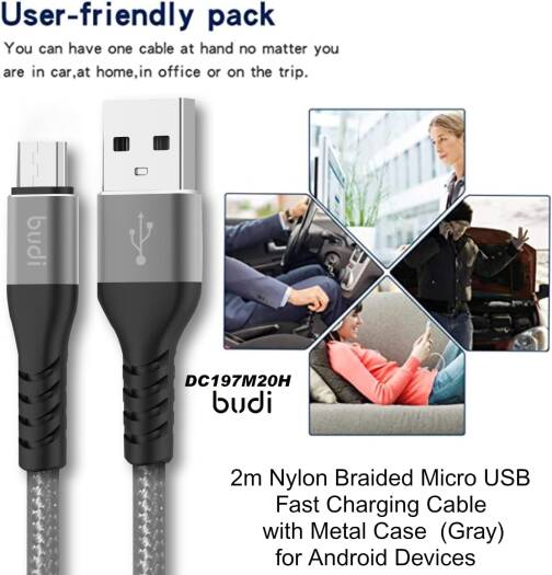 Budi USB Micro Data Cable / Budi Cable Charge/Sync 2 Meter Braided