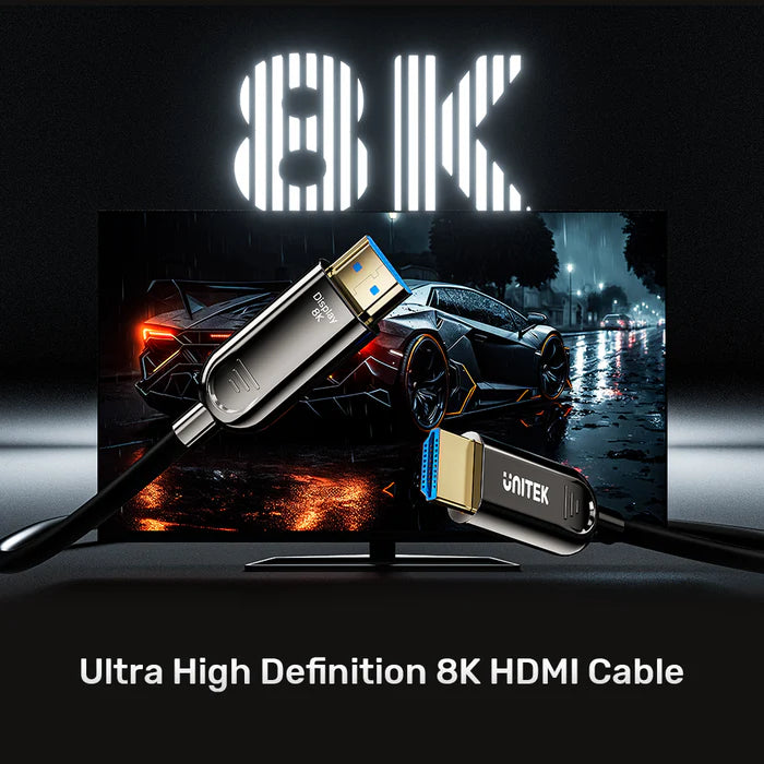 unitek fiber optic 8k hdmi cable support 4k@120hz high speed up to 48gbps (10m)
