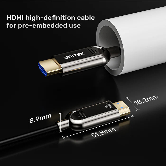 unitek fiber optic 8k hdmi cable support 4k@120hz high speed up to 48gbps (15M)