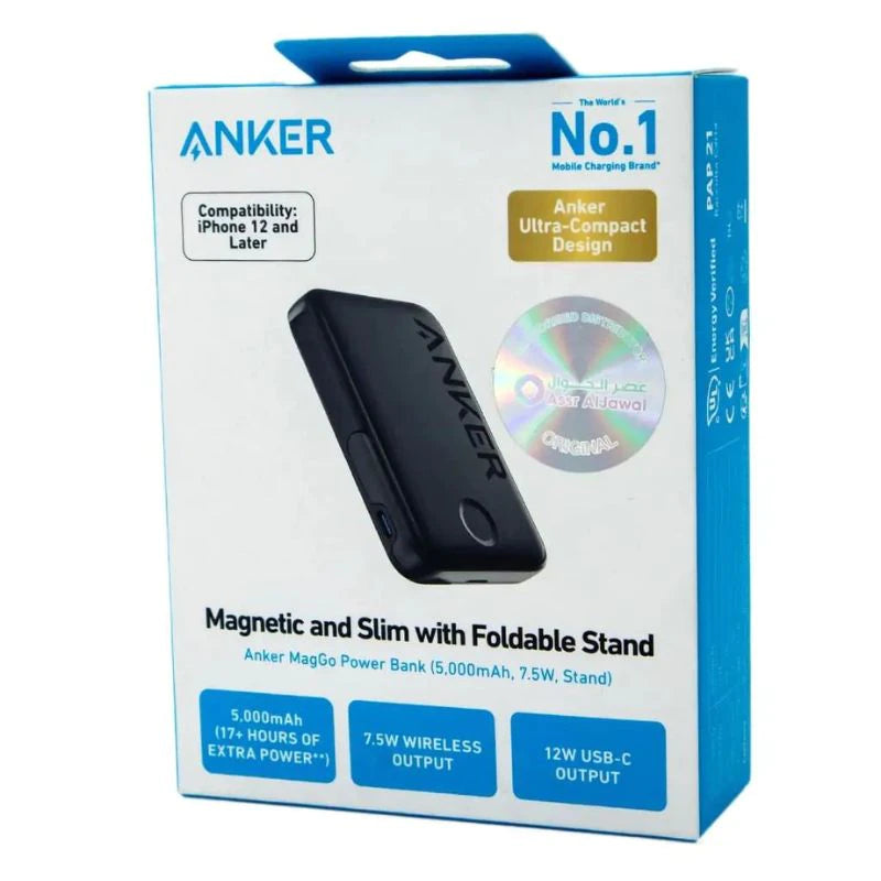 Anker MagGo Power Bank 5000mAh 7.5W with Foldable Stand A1618H11 - Black