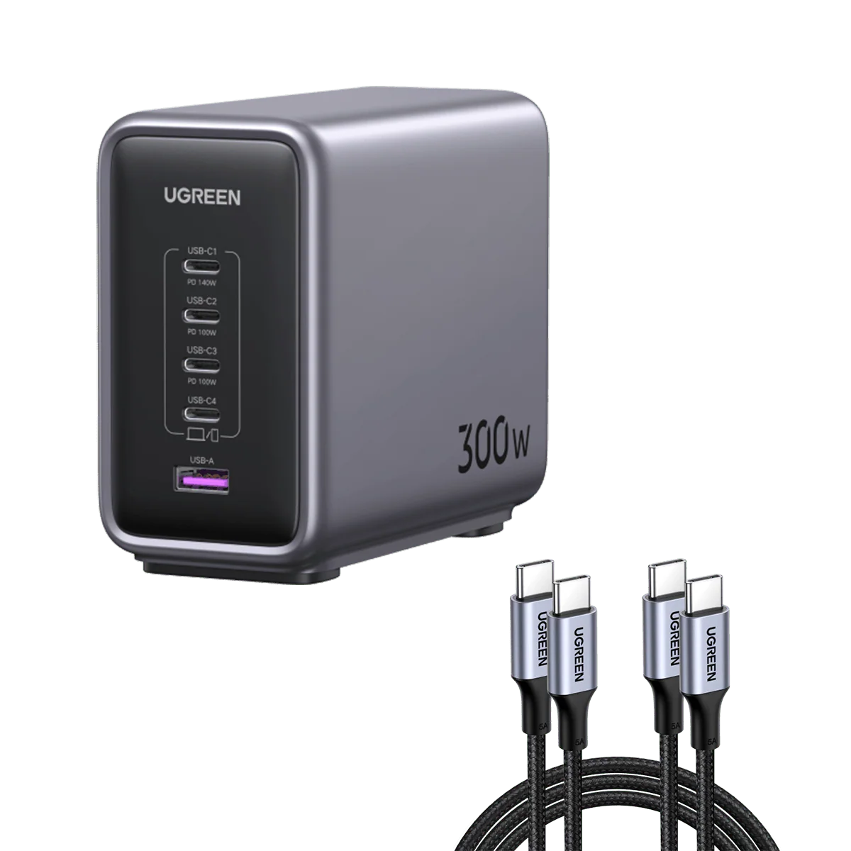 UGREEN Nexode GaN 300W 5 Ports Desktop Charging Station | 140W Max Single Port PD 3.1 | USB-C | CD333 - Black